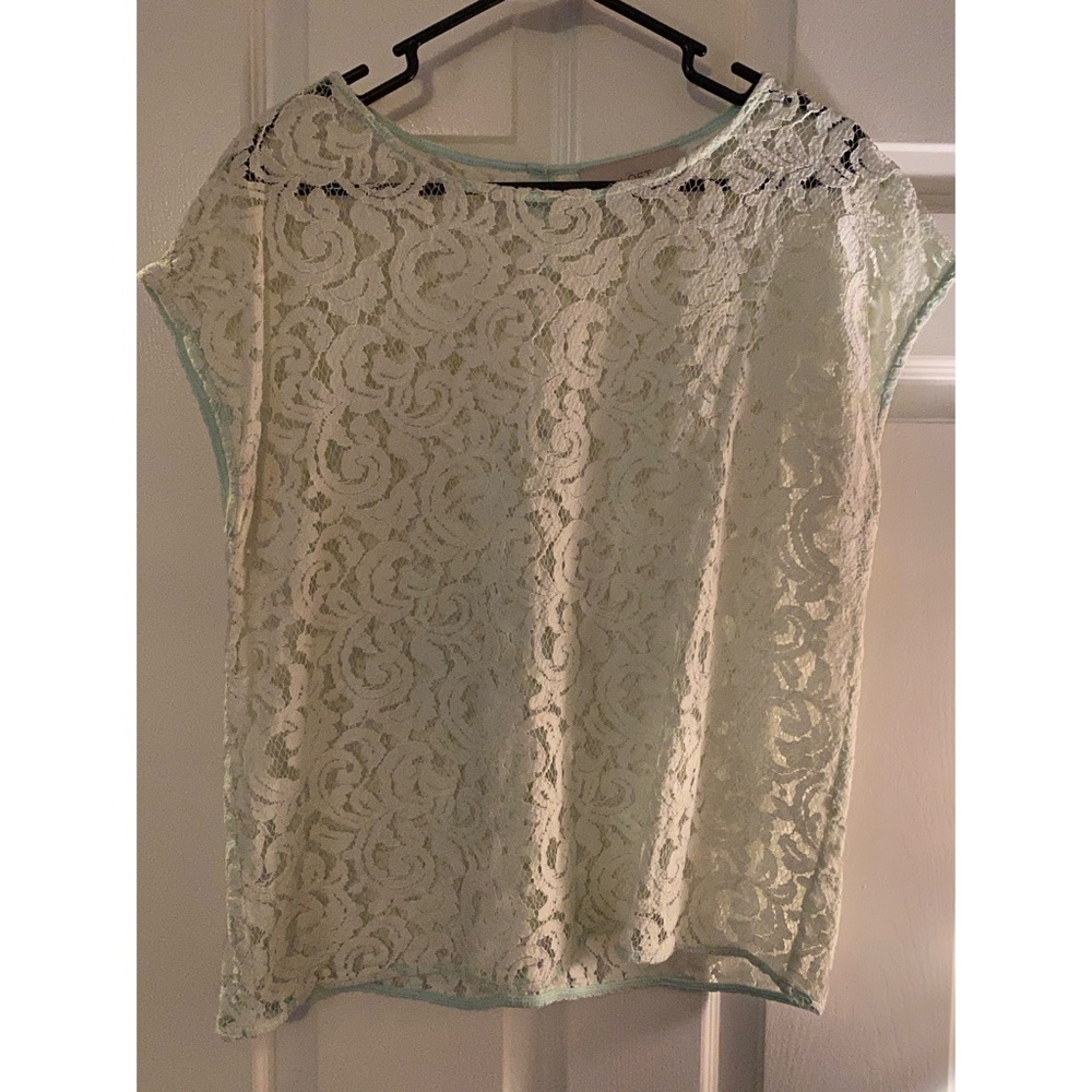 Loft Light Blue Lace Top